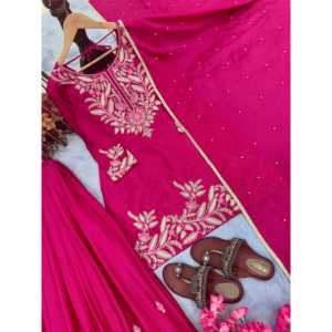 Designer Women's Sets Pure Chinon <b>Silk</b> <b>Top</b> Plazzo Dupatta for Party Wear - Product Image 5