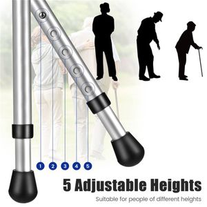 Deambulatore Pieghevole in Alluminio a 5 Livelli di Regolazione Altezza con Luce LED, Cuscinetti Antiscivolo e 3 Cuscinetti Extra - Product Image 6