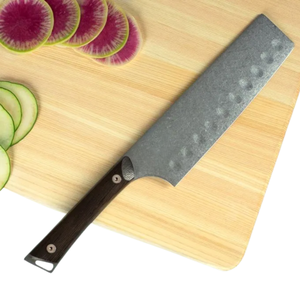 Cuchillo Nakiri de 6.5 pulgadas con hoja hueca de acero inoxidable y mango de madera marrón, cuchillo japonés para cortar y rebanar verduras, cuchillo de chef. - Product Image 6
