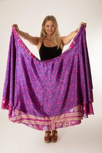 Jupes longues en soie indienne, style bohème vintage, jupe maxi enveloppante, jupe en tissu de qualité supérieure - Product Image 5