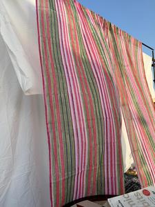 Cortinas rústicas de algodón a rayas, translúcidas, que filtran la luz, con bolsillo para barra, en colores naturales para la sala de estar. - Product Image 4