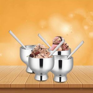Bols à glace en acier inoxydable avec cuillère, design moderne, compatibles lave-vaisselle, vaisselle de service pour fêtes - Product Image 4