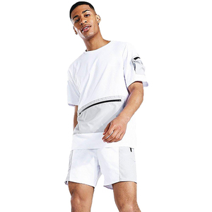 Conjunto de Camiseta y Pantalones Cortos de Verano para Hombre, Transpirable, de Manga Corta, en Poliéster y Algodón, Todos los Colores - Product Image 1