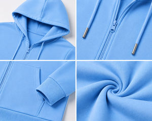 Wholesale Regular Fit Men <b>Zip</b> <b>up</b> Hoodie 100% Cotton Full Zipper Custom Logo Thick Drop Shoulder Regular Length Winter 350g - Product Image 3