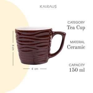 <b>Large</b> Capacity Glazed Ceramic Terracotta Flow Brown <b>Cup</b> Set of 4 Microwave Safe <b>Tea</b> Mugs 3D Pottery Drinkware - Product Image 2