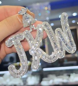 Collar de Lujo para Hombre con Colgante de Moissanita de Plata 925, Chapado en Oro, Joyería Hip Hop con Nombre Personalizado y Dijes de Diamantes - Product Image 5