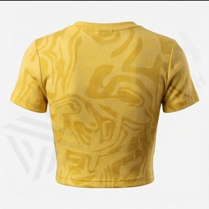 Top Corto de Algodón Personalizado para Mujer, Cuello Redondo, Casual, Tejido Sólido, Tallas S-XL, Ropa Deportiva para Calle, Gimnasio, Ejercicio y Actividades - Product Image 2