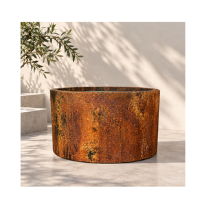 Maceta de Fibra de Vidrio Rústica Ecológica Personalizada, Resistente a los Rayos UV, Acabado Natural, Decorativa para Patio y Jardín - Product Image 1