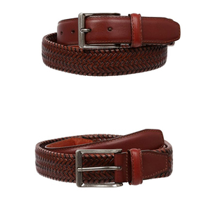 Cinturón Trenzado de Cuero 100% Genuino de Lujo para Hombre, con Logotipo Personalizado, Cómodo, con Hebilla de Aleación - Product Image 4