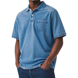 Chemises polo pour hommes, t-shirts à manches courtes, style vintage décontracté, lavées, avec poche, en coton léger et confortable - Product Image 2