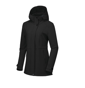 Chaqueta de Motocicleta Impermeable con Capucha Negra para Mujer EXORO APPARELS, Manga Larga, Largo Regular, Tejido de Poliéster Ecológico - Product Image 2