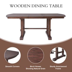 Mesa de Comedor Extensible de 60 a 78 Pulgadas, Estilo Rústico, de Madera, con Hoja Extraíble, Grande, Expandible, para 4 a 8 Personas, Color Cerezo - Product Image 3