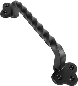 Poignée de porte en métal noir torsadé, style vintage, robuste, pour porte, fenêtre, portail, poignée de porte de style vintage - Product Image 2