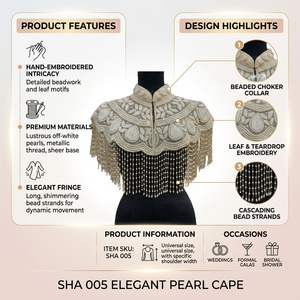 Capa de hombro con perlas y flecos para mujer, con borlas, para bodas, fiestas, eventos nocturnos, moda, cubrepecho. - Product Image 6