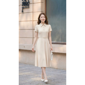 Vestido Casual Elegante de Oficina para Mujer, Estilo A-Line, 100% Algodón Natural, Ecológico, Cintura Natural, Talla Grande, Fabricación Vietnamita, Venta al Por Mayor - Product Image 6