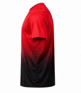 Camiseta de Hombre, Cuello Redondo, Manga Corta, Secado Rápido, Transpirable, Tejida, Casual, Lisa, Corte Regular, Color Rojo y Negro Degradado - Product Image 5