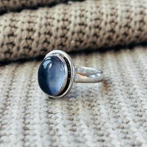 Vintage <b>Silver</b> Plated Grey Moonstone Brass <b>Ring</b> Vintage Tribal <b>Solitaire</b> Wholesale <b>Ring</b> for Women - Product Image 5