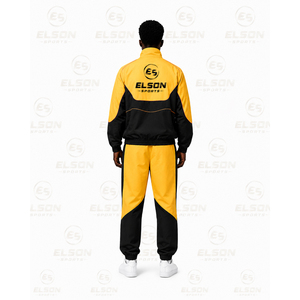 Chándal de hombre de alta calidad con bloques de color, manga larga, cremallera, cuello alto, estilo transpirable, poliéster, para primavera. - Product Image 2