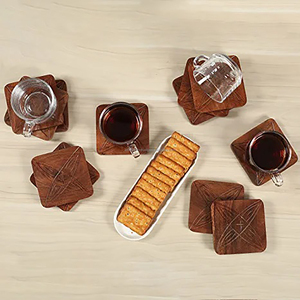 Vente en gros de sous-verres en bois massif pour décoration de table carrée et ronde pour boissons, tapis et serviettes - Product Image 6