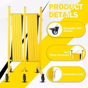Barriera di Sicurezza Retrattile da 17 Piedi, Cancello Portatile per Vialetti, Barricata Espandibile in Metallo con Ruote per Uso Esterno - Product Image 6