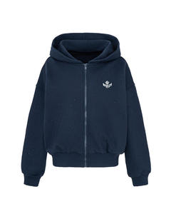 Conjunto de Sudadera con Capucha y Pantalones Deportivos Personalizados con Pedrería, Unisex, con Cierre, de Algodón Grueso, Ropa Deportiva Urbana, Venta al Por Mayor - Product Image 4