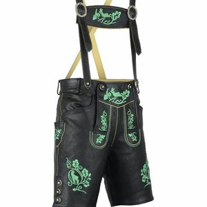 Pantalones de cuero Trachten negros para hombre, de cuero genuino, estilo Oktoberfest, tallas europeas del 46 al 62, en stock - Product Image 1
