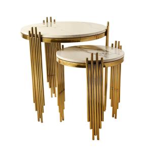 Modern <b>Marble</b> <b>Top</b> Console <b>Table</b> with Brass Legs Contemporary Living Room Accent Furniture - Product Image 2
