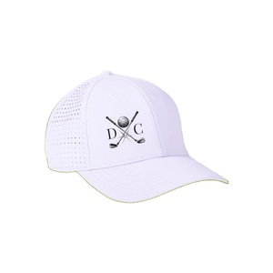 <b>Waterproof</b> Perforated 100% Polyester Light Weight Adjustable Laser Cut Golf Hats Gorras Snapback Custom 6 Panel Golf <b>Caps</b> - Product Image 3