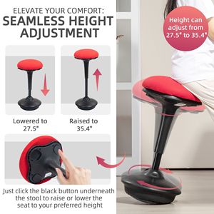 Sgabello Ergonomico Regolabile Rosso, Sedia Contemporanea Senza Schienale con Movimento Oscillante, Certificata BIFMA, Sedia per Visitatori - Product Image 4