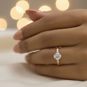 Trendy Classic 1.50 CT Asscher Cut Moissanite 925 Sterling <b>Silver</b> <b>Silver</b> Plated Prong <b>Solitaire</b> Engagement <b>Ring</b> Wedding - Product Image 2