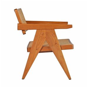 เก้าอี้ทานอาหารทำมือจากไม้สักหวายธรรมชาติ พนักพิงหวายสไตล์โมเดิร์นสแกนดิเนเวียน เหมาะสำหรับร้านอาหารและคาเฟ่ - Product Image 3