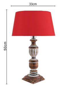 Lámpara de Mesa Rústica de Madera con Pantalla de Tela Roja de 50cm de Altura, Luz LED Cálida Blanca E27 para Sala de Estar, Uso Decorativo - Product Image 2