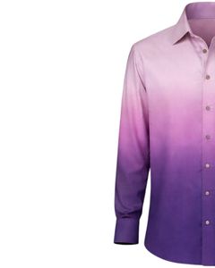 Camisa Formal para Hombre en Degradado Morado Lavanda, Algodón Premium, Manga Larga, Cierre de Botones, Estilo Casual Elegante, Fabricante Personalizado, Suministro al por Mayor - Product Image 3