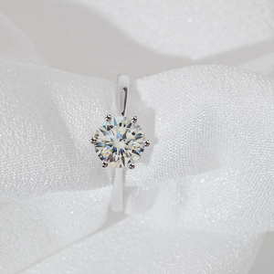 Bague de Fiançailles Solitaire Ronde en Moissanite, Bague de Mariage Classique à Griffes, Pierre Centrale Scintillante, Bijou de Mariage pour Femme, Cadeau Raffiné - Product Image 1