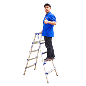 Échelle à marches en aluminium VIETLADDERS, 4 marches, pliable, verrouillage manuel, capacité de 150 kg, utilisation domestique, design minimaliste - Product Image 6