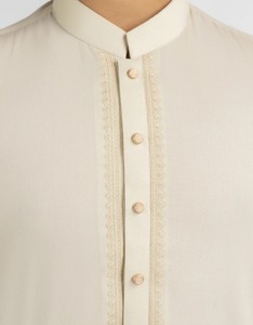 <b>Boys</b> Traditional Cotton Kurta Set Cream Regular Fit Ankle Length India Pakistan Style All Seasons - Product Image 3