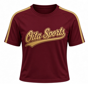 Maillot de sport athlétique à manches courtes couleur bordeaux et or pour équipe, haut d'uniforme d'entraînement de performance, tenue de compétition - Product Image 1