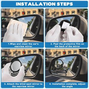 2 Pezzi Specchietti Retrovisori Convessi per Punti Ciechi da 2 Pollici, Regolabili a 360 Gradi, Grandangolari per Auto - Product Image 5