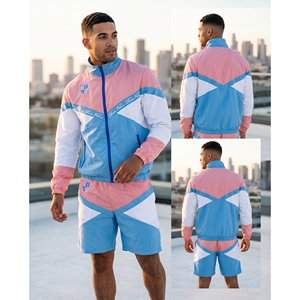 <b>Men's</b> Printed Color Block Windbreaker <b>Jacket</b> and Shorts Set Lightweight Polyester Sportswear Streetwear Tracksuit - Product Image 5