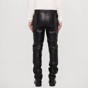 Wholesale Factory Manufacturer Men Leather <b>Pants</b> Private Label Straight Lightweight Casual Mid Rise Leather <b>Pant</b> For Boys - Product Image 2