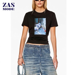 Camiseta de manga corta con cuello redondo para mujer, camiseta con diseño personalizado de la mejor calidad, talla grande, venta al por mayor - Product Image 1