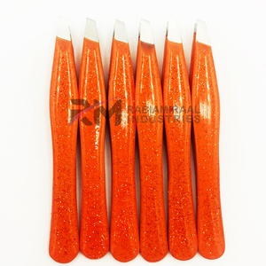 RMI Orange Glitter Color And Silver Tip Japanese Stainless Steel Top Product Eyebrow Tweezer - Product Image 2