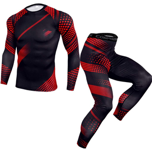 Long Sleeve Shirt Pants Fitness Tight Running Set Spandex/Nylon Compression 2026 Breathable Workout Sportswear Men's Rash Guard - Product Image 1