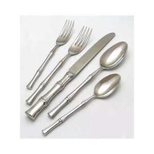 Mango de diseño de bambú de acero inoxidable con plata pulida brillante, vajilla de boda de hotel de lujo, juego de cubiertos, juego de cubiertos - Product Image 1