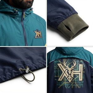 Custom <b>Men's</b> <b>Half</b> <b>Zip</b> Anorak <b>Jacket</b> Waterproof Breathable Nylon Colorblock Pullover Windbreaker Outdoor Hiking Hunting Xelent - Product Image 4