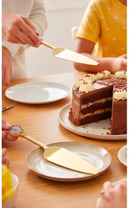 Stainless Steel Gold Cake Server Set With Agate Handles Irregular Shape Handmade 2 Pieces For Wedding Use And Parties - Product Image 6