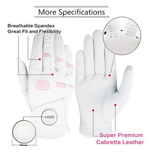 Guante de Golf Premium Totalmente Blanco, Súper Suave y Transpirable, con Logotipo Personalizado, de Cuero Cabretta, Profesional, Antideslizante, con Muñequera Ajustable - Product Image 2