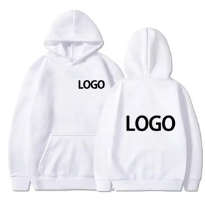 Sweat-shirt à capuche unisexe blanc uni en molleton anti-boulochage surdimensionné, personnalisable avec logo OEM imprimé sur la poitrine et le dos, vente en gros - Product Image 1