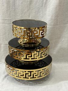Juego de 3 Soportes Redondos de Metal Dorado de Lujo, Soportes Decorativos para Buffet, Centro de Mesa para Bodas, Soporte de Exhibición para Hoteles, Catering, Comida y Frutas - Product Image 3
