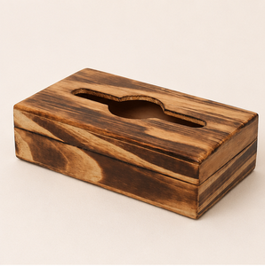 Handcrafted <b>Rustic</b> Torched Wooden Tissue Box Holder Vintage Rectangular Facial Napkin Dispenser Cover For Home <b>Office</b> And Home - Product Image 1